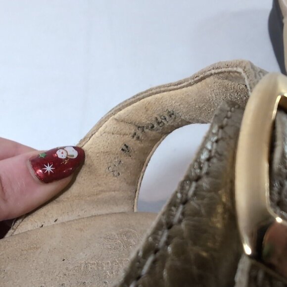 SAS Sanibel Flip Flop Thong Sandals Gold Women's 8.5 Nubuck Leather T-Strap Open - Picture 9 of 13